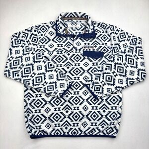 Summit Sportswear Fleece Mens Large White Navy Aztec Clemson University Pullover